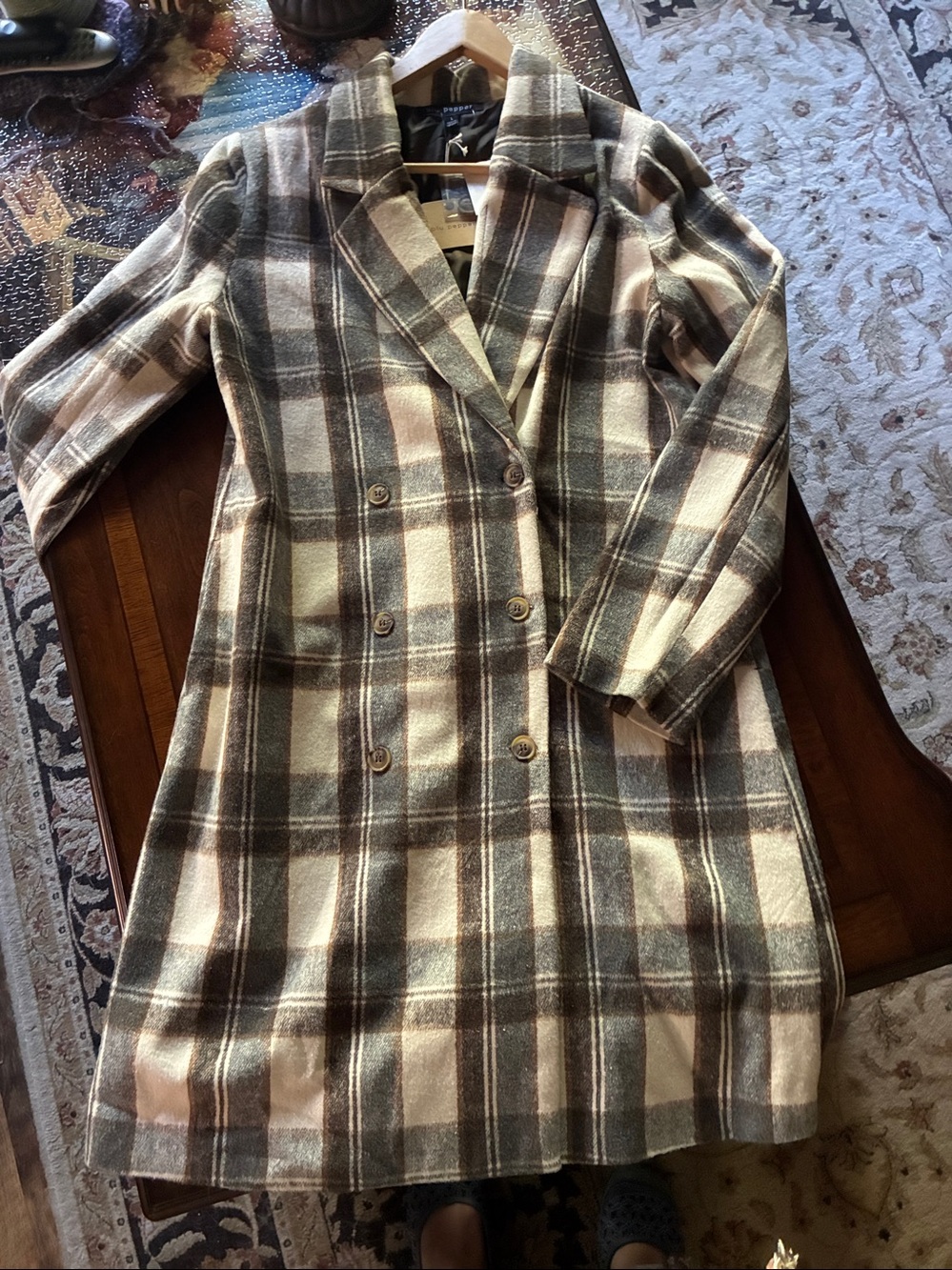 NEW Blu Pepper plaid coat